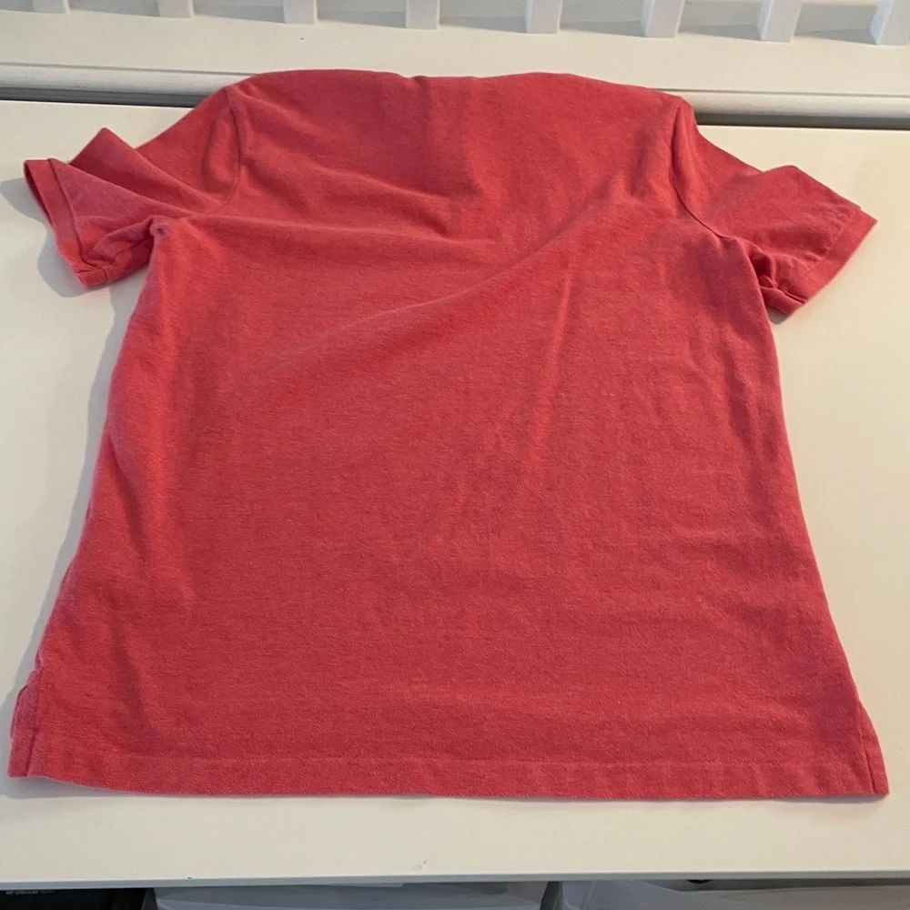 Polo Ralph Lauren Mesh Knit Short Sleeve Polo Top Red Coral with Blue Pony M